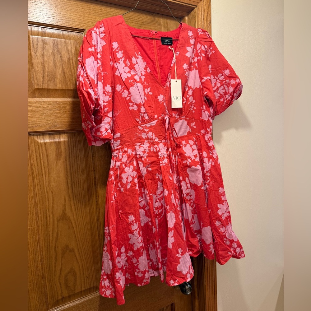 Hot pink and light pink floral VICI dress